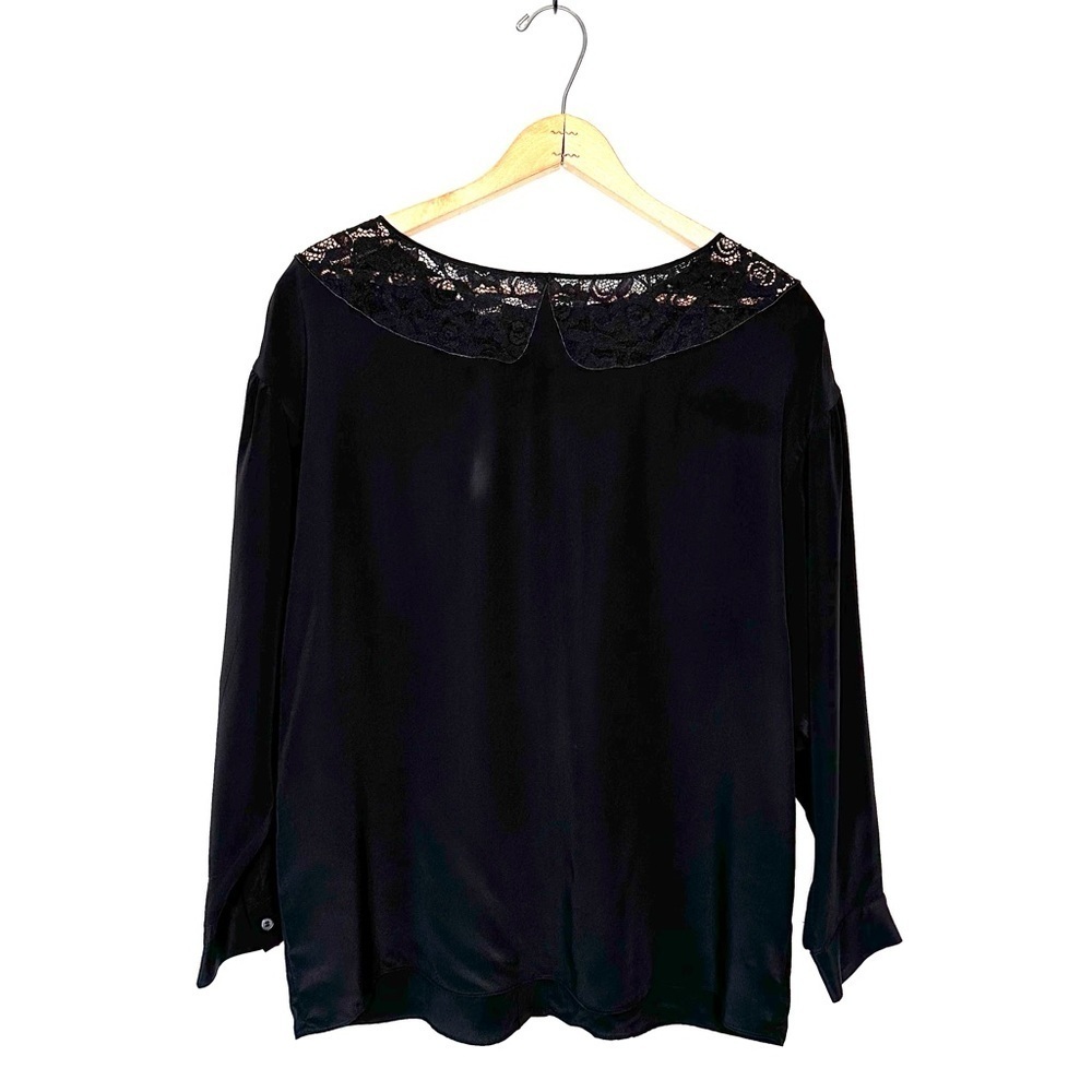 Miu Miu | Black Silk Blend Back Button Down Long Sleeve Blouse Size 44 US 12
